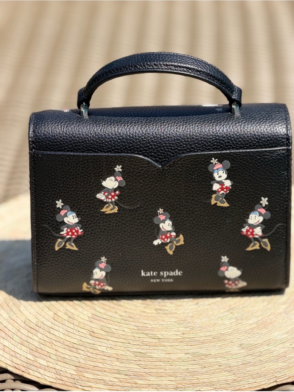 kate spade x Disney Black Minnie Mouse Pearl-Embellished Top-Handle Mini Bag - Picture 8 of 13